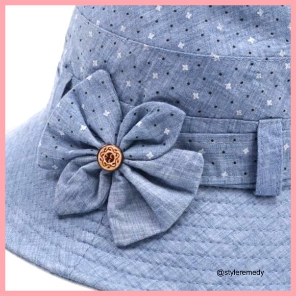 Cotton Polyester Floral Bucket Hat Foldable Wide Brim Sun Protection main image 5